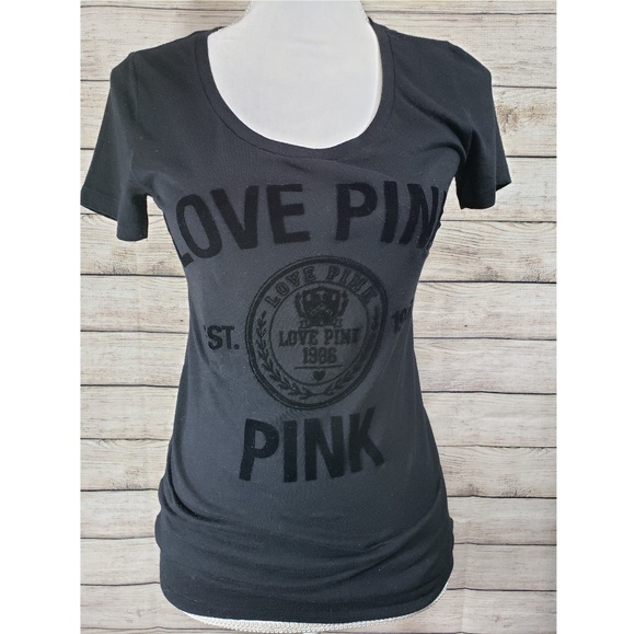 PINK Victoria's Secret Tops - VS Pink Scoop Neck Black Tee